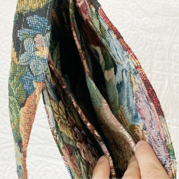 Handmade Upcycled Tapestry Textile Handbag, Vintage Floral - Picture 4 of 5